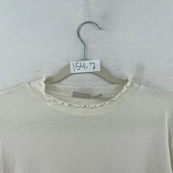 LOGO by Lori Goldstein T-shirt Womens L White Long Sleeved Ruffle Trim Pullover - Picture 12 of 12